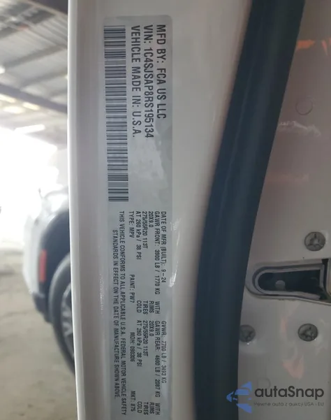 2024 Jeep Wagoneer L Series I z USA, uszkodzony, nr VIN 1C4SJSAP8RS195134